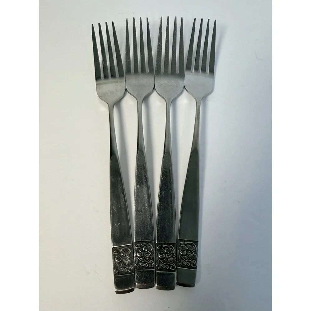 National Stainless Black Rose Dinner Forks Set Of 4